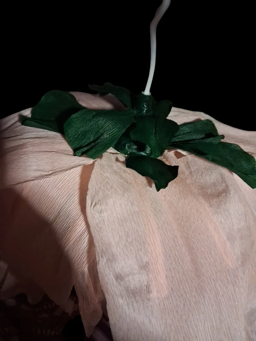 Large Pastel Pink Italian Crepe Paper Flower with Wired Crystal Center